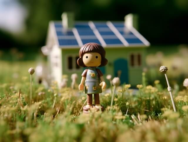 家庭の電力消費と太陽光発電の関係をイメージできる写真